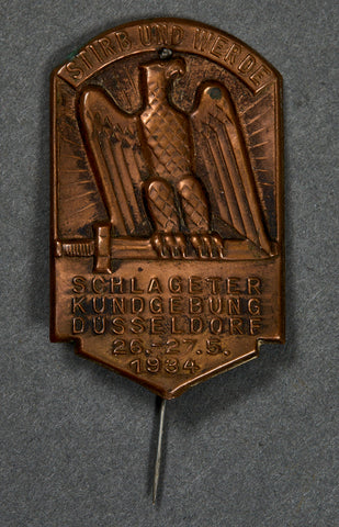 German WWII 1934 Schlageter Kundgebung Düsseldorf Rally Badge