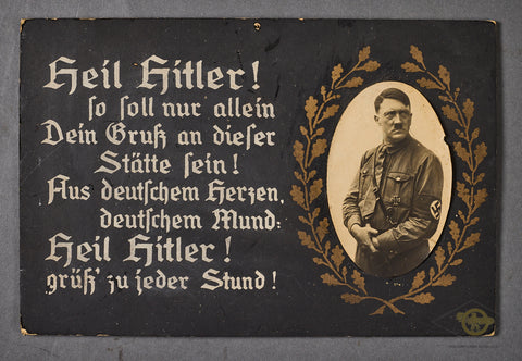 German WWII Heil Hitler Wooden Sign