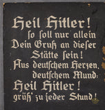 German WWII Heil Hitler Wooden Sign