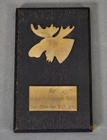 German WWII Wooden Moose Wall Plaque