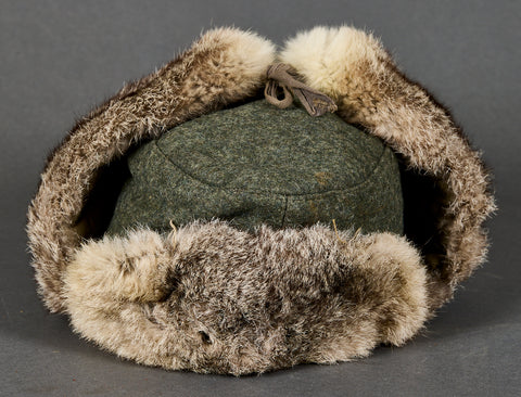 Veteran Bring Back WWII German Army Russian Front Winter Rabbit Fur Ca ...