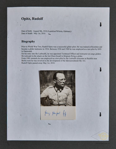 German WWII Signed Photo of Rudolf “Rudi” Opitz