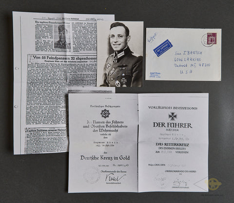 German WWII Original Photo of Knights Cross Winner Major Josef Rhein