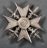 German Pre-WWII Spanish Cross in Silver with Swords by C.E. Juncker