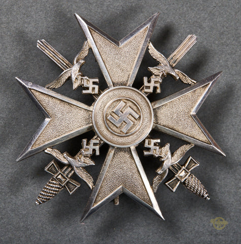 German Pre-WWII Spanish Cross in Silver with Swords by C.E. Juncker
