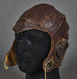 WWII US Flight Pilot Leather Flyer Cap