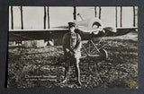 German WWI Postcard of Flying Ace Oberleutnant Max Immelmann with his Fokker Aircraft
