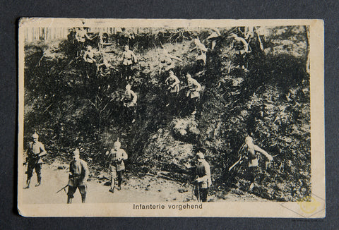 German WWI Postcard of an Infantry Advance