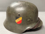 WWII German Model 1935 Army Double Decal Helmet, Named (Copy)
