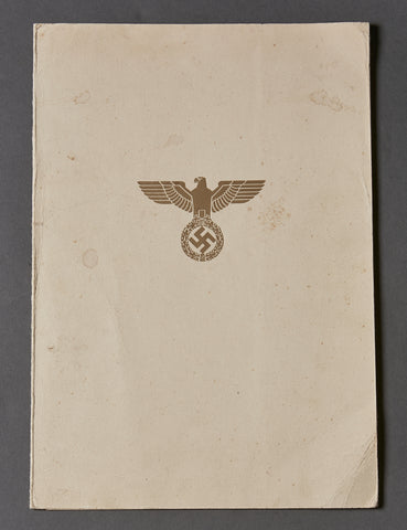 Third Reich German 1st Class Eagle Order Document and Sleeve