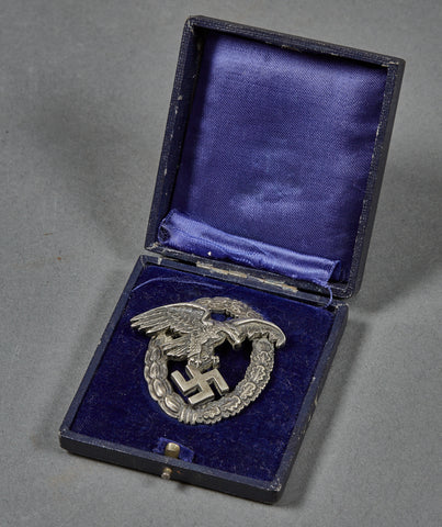 German WWII Cased Luftwaffe Observer Badge by Assmann