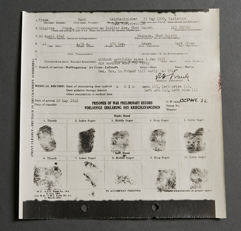 German WWII Preliminary Record for POW Report